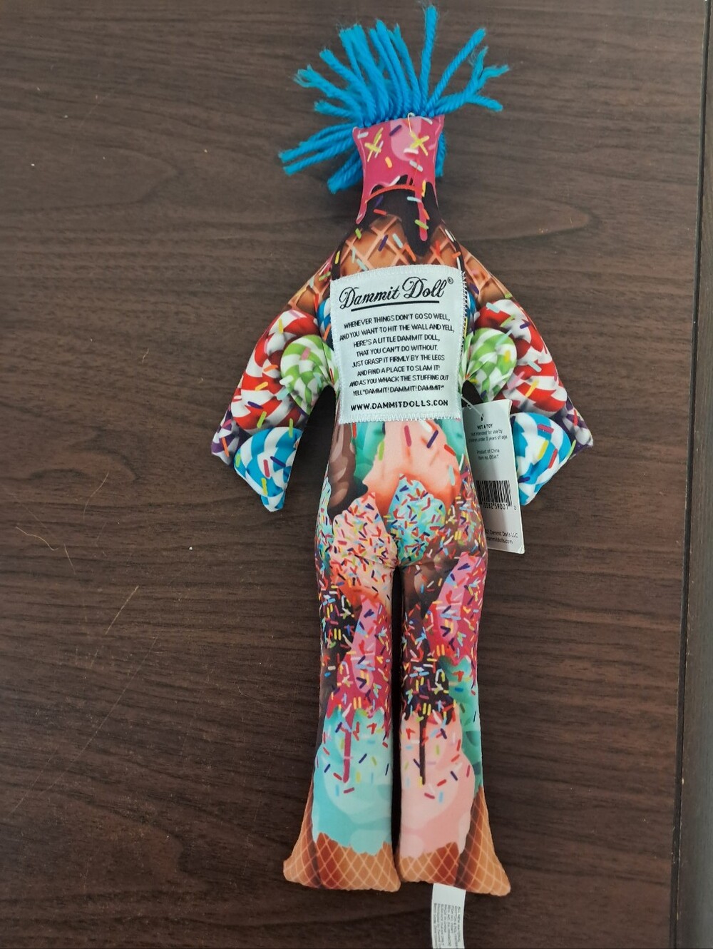 Dammit Doll Ice Cream Sprinkle Print Stress Relief Toy - Bright Multicolor BNWT